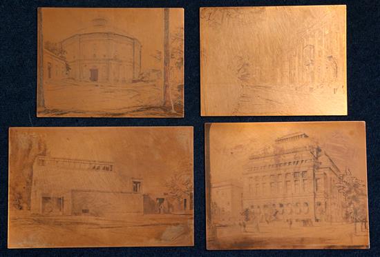 Edgar Holloway (1914-2008) Troy,  original copper plates x 4